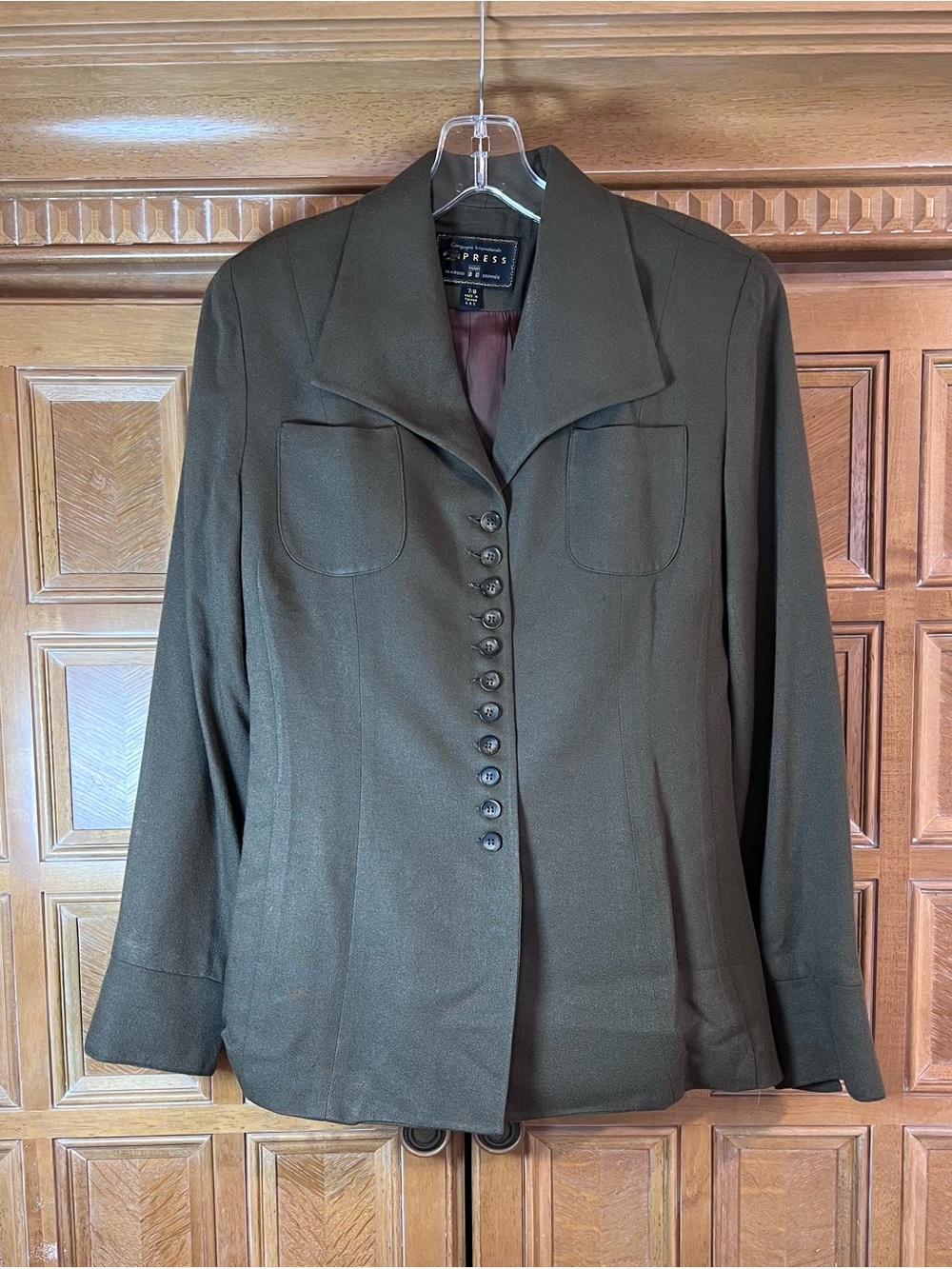 Vintage EXPRESS Compagnie Internationale Olive Green Blazer 7/8 Button Jacket